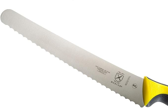 Mercer Culinary Millennia Colors Bread Knife, 10-Inch Wavy Edge Wide, Yellow