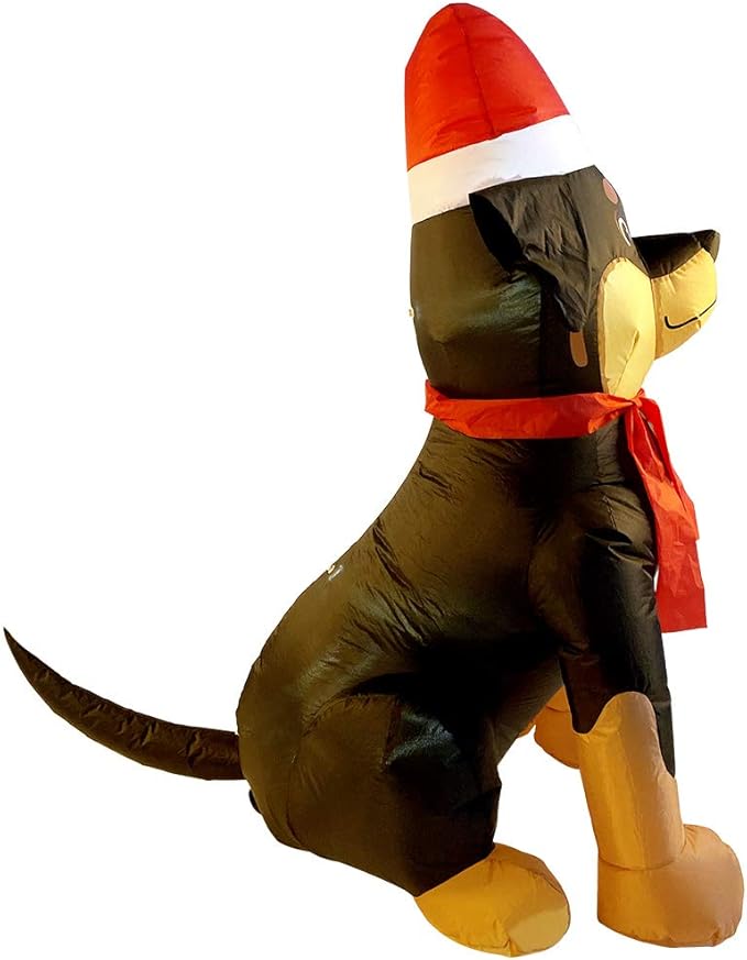 Outdoor Indoor Christmas Inflatable LED Lighted Rottweiler Dog Blow Up Holiday Yard Decoration