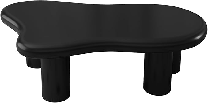 40 Inch Black Cloud Shaped Coffee Table for Living Room Matte Black