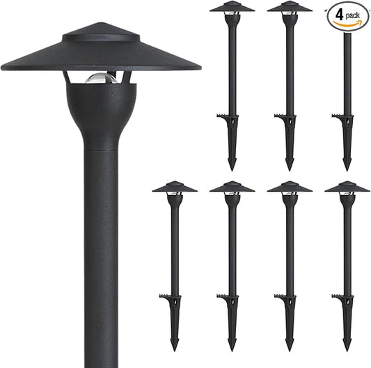 Low Voltage Pathway Lights LED Landscape Lights, 4.5W 12V AC/DC, 3000K Warm White, Cast-Aluminum, IP65 Waterproof, ETL Listed, for Yard, Walkway, Garden, 8 Pack