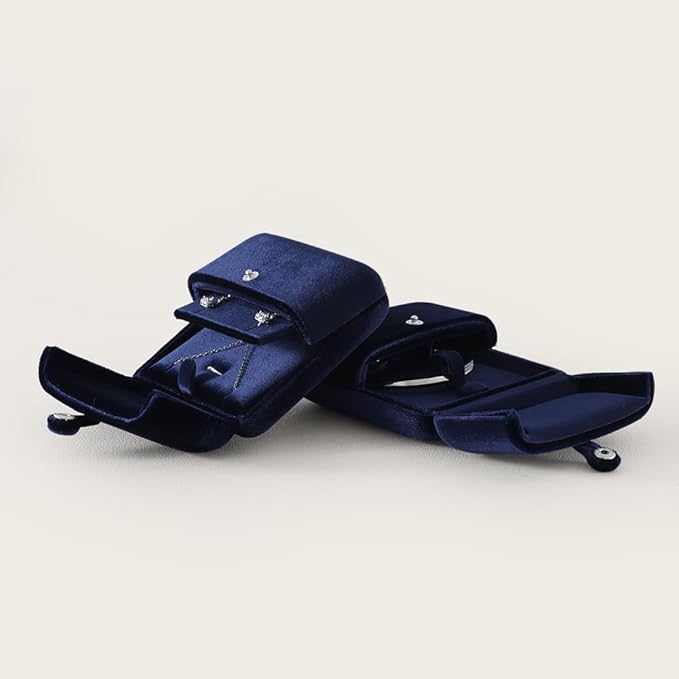 Necklace Jewelry Box，Velvet Earring Gift boxes Display，Valentine Necklaces Holder for Women，Men Earrings Storage Cases (Blue)