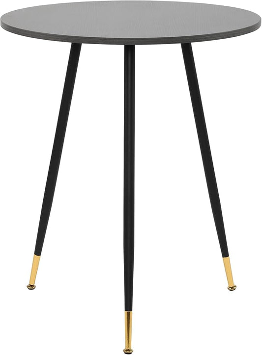 NOBPEINT Round Modern Wooden Side Table, 28 Inches End Table with 3 Metal Legs (Grey)