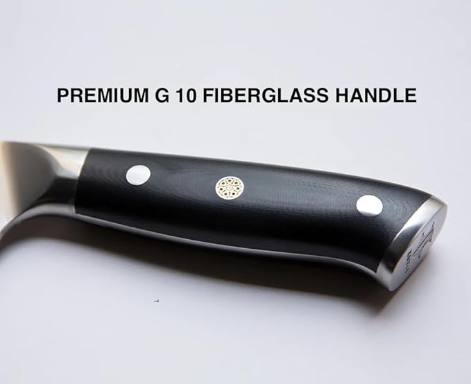 KANKA Grill 7" Damascus Steel Meat Cleaver Knife - Heavy Duty Butcher, Chopper, Razor Sharp, 67 Layers, G10 Black Fiberglass Handle, High Carbon Blade for Meat, Vegetables & Bone Cutting