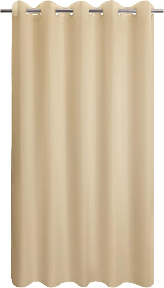 Extra Long No Hook Beige Shower Curtain or Liner - Soft Microfiber 84" Long Fabric Shower Curtain Liner Set, Machine Washable & Water Repellent, Beige, 71x86