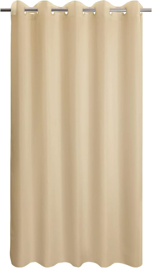 Extra Long No Hook Beige Shower Curtain or Liner - Soft Microfiber 84" Long Fabric Shower Curtain Liner Set, Machine Washable & Water Repellent, Beige, 71x86