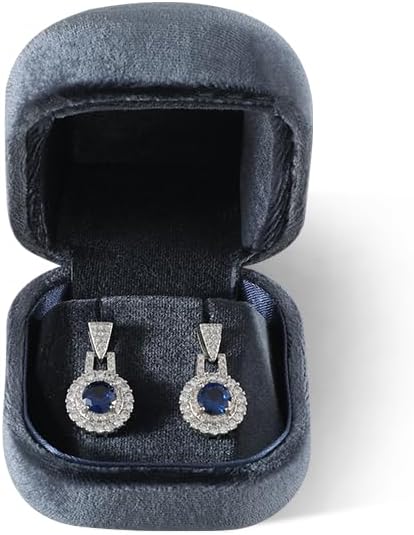 Resilient Velvet Ring Earrings Bracelet Necklace Display Box, Travel Mini Jewelry Organizer Case (Gray, Earrings Box)