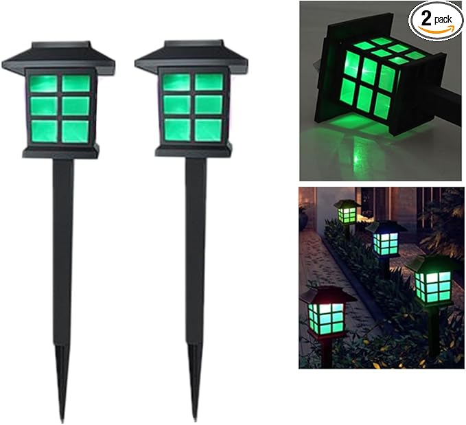 Outdoor Solar Pathway Lights Waterproof 2-Packs Outside LED Decorative Lights Landscape Lighting for Yard Patio Driveway Garden (Green)