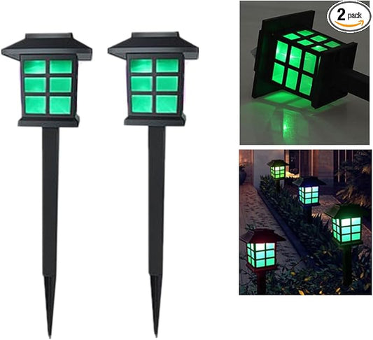 Outdoor Solar Pathway Lights Waterproof 2-Packs Outside LED Decorative Lights Landscape Lighting for Yard Patio Driveway Garden (Green)