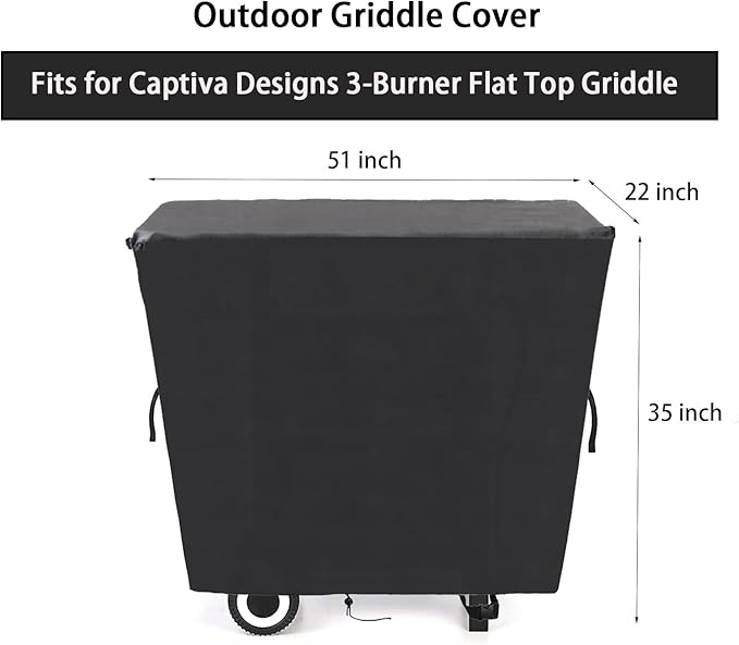 Kingling Grill Cover, Barbecue Cover Fits for Captiva Designs 3/4-Burner Propane Gas Grill, Heavy Duty Griddle Covers - 52"x22"x36"
