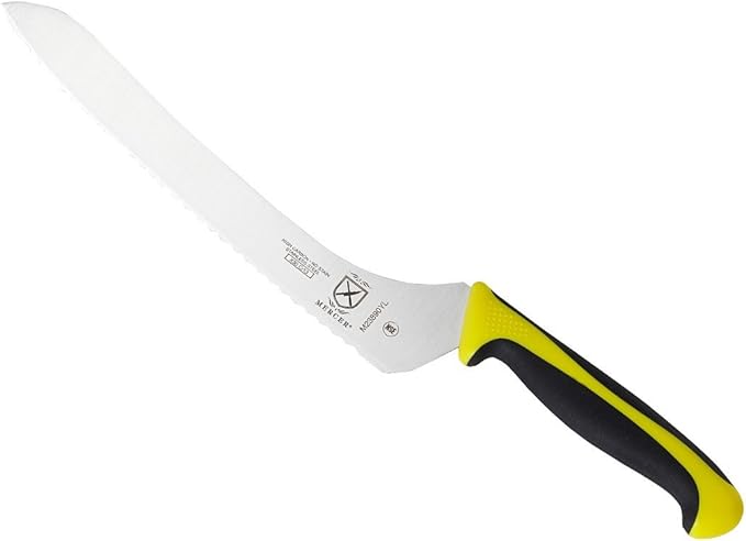 Mercer Culinary Millennia Color Handle Cutlery 9" Offset Bread Knife (Wavy Edge) Yellow