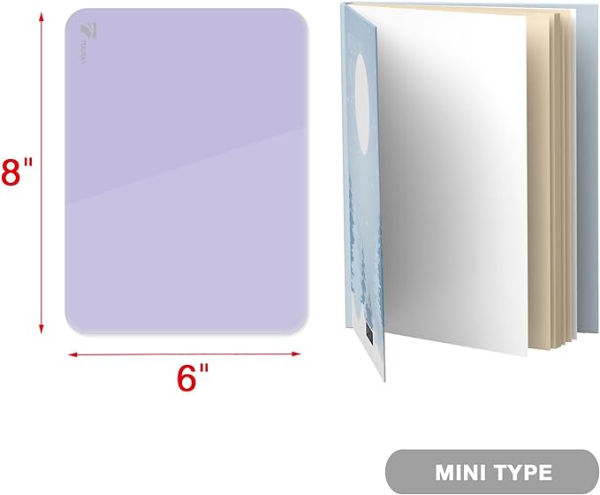 TOWON Small Glass Dry Erase Board, Desk White Board with Standing, Mini Whiteboard Easel Pad Set, Stenography Artifact for Office, Home and School Supplies, 8 x 6 Inches, Purple