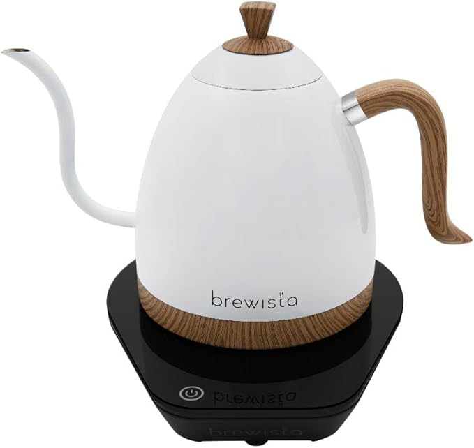 Brewista Artisan Electric Gooseneck Kettle, Water Boiler with LCD Panel, Precise Temperature Control, Fast Boiling and Keep Warm Settings for Pour-Over Coffee & Tea, Café, 1 Liter (Pearl White)