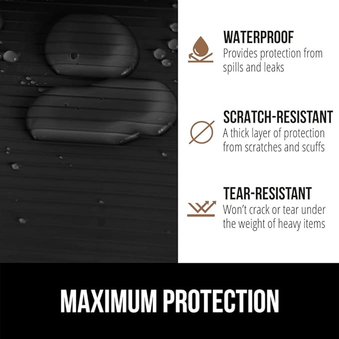 GORILLA GRIP DuraGuard Shelf Liner, 20x30 Non-Adhesive Cabinet Liners for Kitchen Drawers, Shelves, Refrigerator, Pantry Storage, Bathroom Closet, Durable Waterproof BPA Free Ribbed Plastic, Jet Black