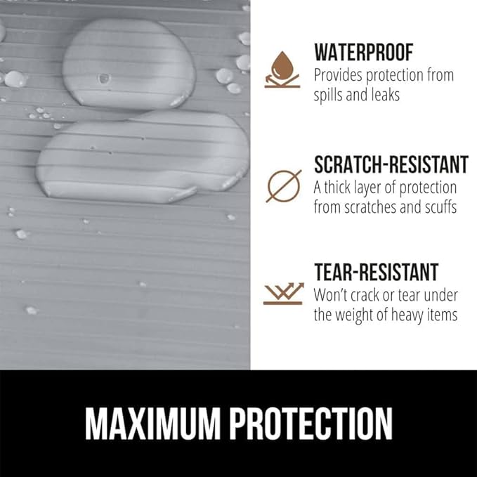 GORILLA GRIP DuraGuard Shelf Liner, 17.5x20 Non-Adhesive Cabinet Liners for Kitchen Drawers, Shelves, Refrigerator, Pantry Storage, Bathroom Closet, Durable Waterproof BPA Free Ribbed Plastic, Lt Gray