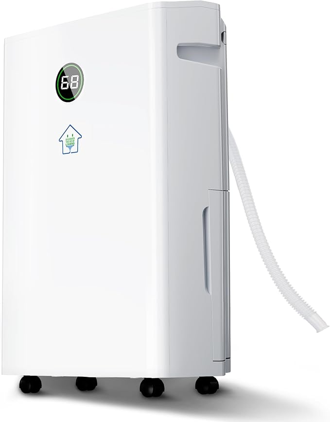 2025 Narrow Dehumidifiers for Home,60 Pints Dehumidifier 6,500 Sq.Ft with 186 OZ Water Tank & Drain Hose for Basement, Bathroom, Bedroom – Smart Humidity Control, 3 Modes, Dry Clothes, 24H Timer