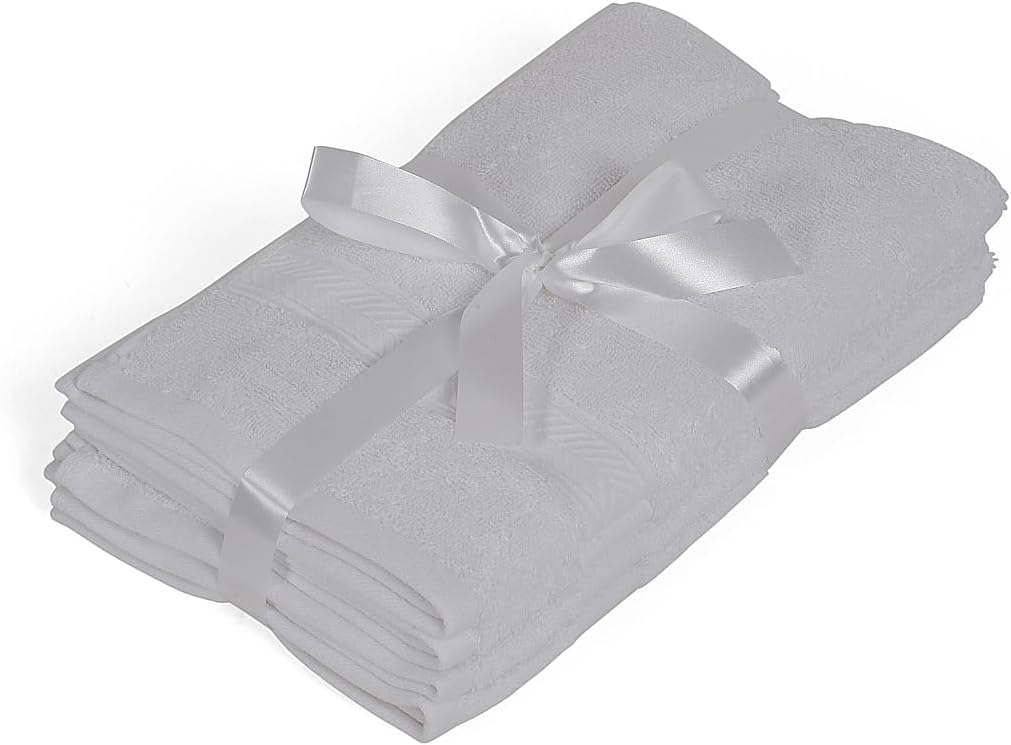 Casa Lino 4 Pack Hand Towels for Bathroom, 18"x28", 100% Cotton, Ultra Soft & Highly Absorbent, Premium Luxury Towels for Gym, Shower, Hotel, New Apartment Essentials, White