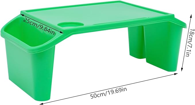 6 Pcs Kids Lap Desk Tray, Plastic Breakfast Lap Desk Trays with Side Pockets and Slot, Portable Lap Table Snack Tray for Eating, Writing, Drawing, Game, 19.69" L x 9.84" W x 7.1" H (Green*6)