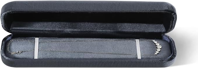 Resilient Velvet Ring Earrings Bracelet Necklace Display Box, Travel Mini Jewelry Organizer Case (Gray, Long Chain Box)