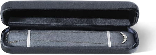 Resilient Velvet Ring Earrings Bracelet Necklace Display Box, Travel Mini Jewelry Organizer Case (Gray, Long Chain Box)