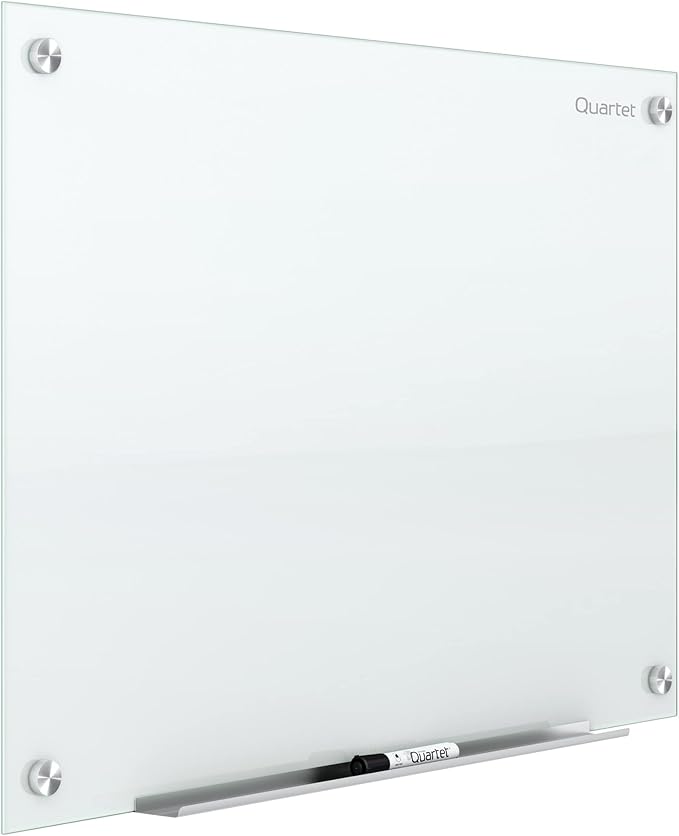 Quartet Non-Magnetic Glass Dry Erase White Board, 96"W x 48"H Whiteboard, Infinity Frameless Mounting, White Surface (G9648NMW)