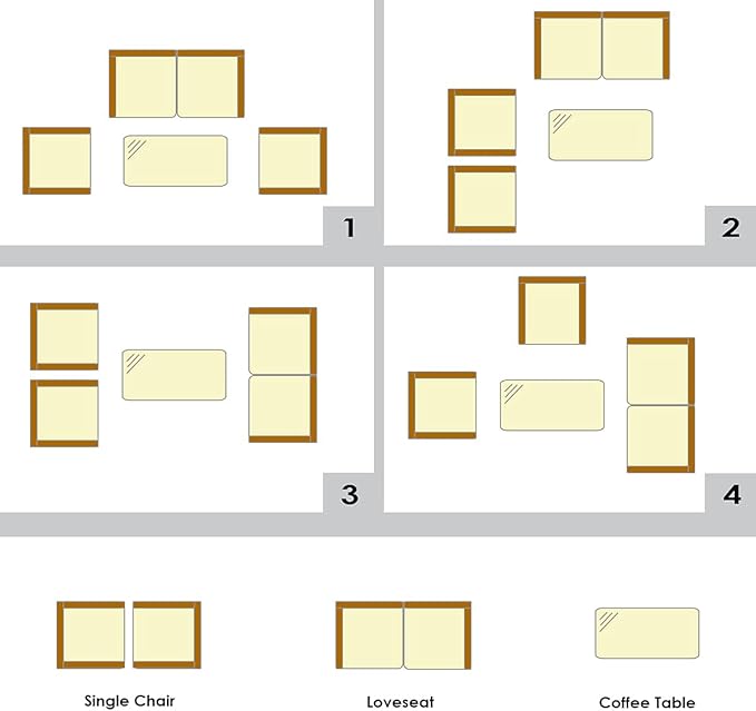 Tangkula 4 Pieces Patio Wicker Conversation Furniture Set, Patiojoy Sofa & Table Set w/4 Seats, Outdoor Rattan Sofa Set for Balcony Backyard, Wicker Chair Set with Tempered Glass Coffee Table