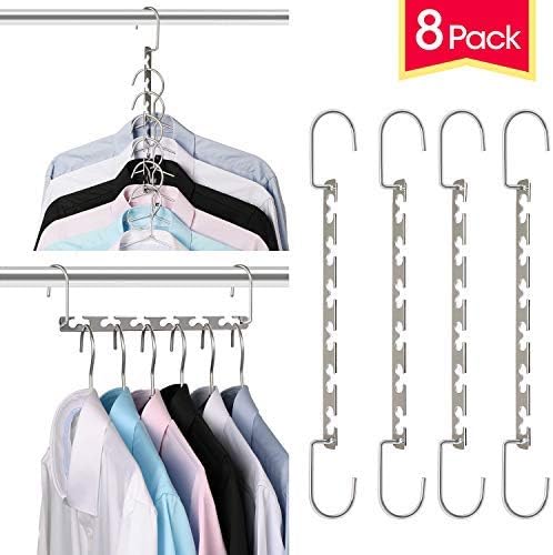 GEFTOL Space Saving Hangers Metal Hanger Magic Cascading Hanger Closet Clothes Organizer(8 Pack)