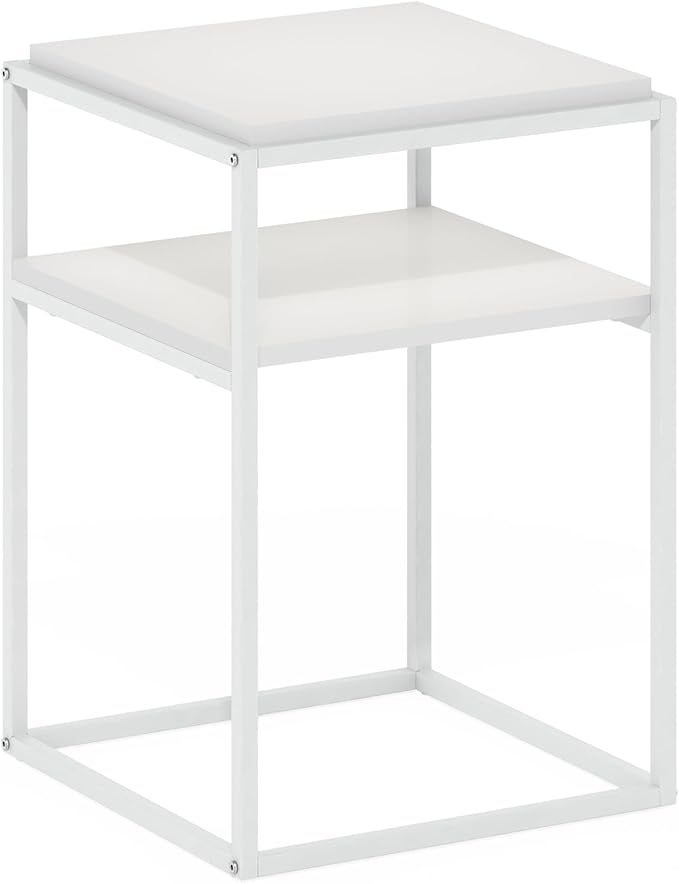 Furinno Moretti Modern Lifestyle Stackable Shelf, 2-Tier, Solid White/White