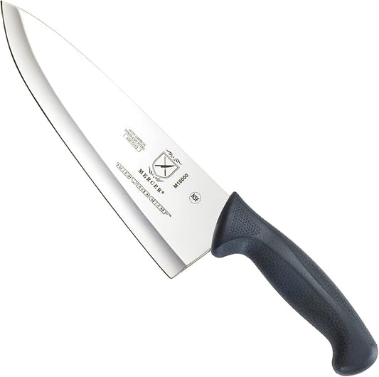 Mercer Culinary M18000 Millennia Black Handle, 8-Inch Wide Hollow Ground, Chef's Knife