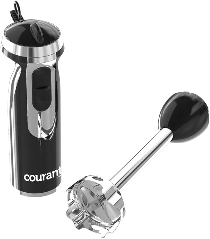 Courant Immersion Hand Blender with Variable Speed, Stainless Steel Blades for Smoothies, Purees, and Soups, Easy-Grip Control" (Black)