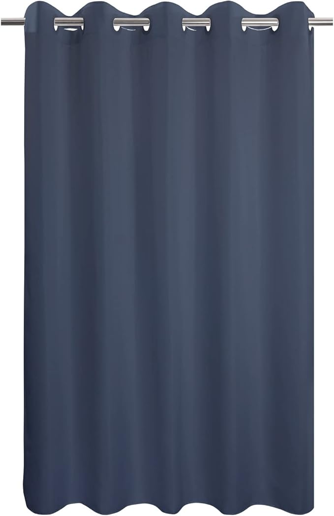 River Dream No Hook Hotel Cloth Navy Blue Shower Curtain Soft Microfiber & Waterproof - Fabric Shower Curtain or Liner Washable, Navy Blue, 71x74
