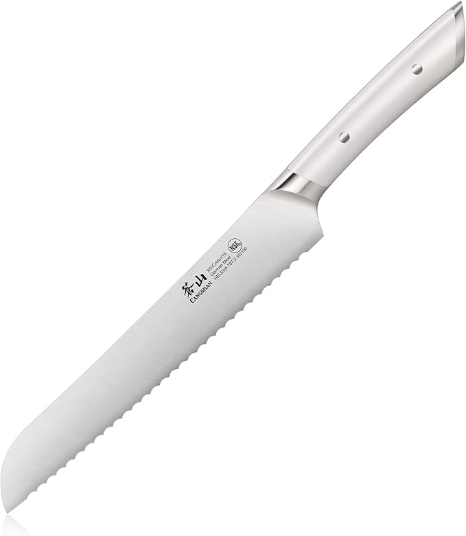 Cangshan HELENA Series 502100 German Steel Forged 8" Bread Knife (White)