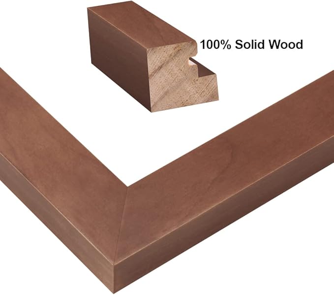 RPJC 9 x 12 Picture Frames Made of Solid Wood and High Definition Glass Display Pictures 6x8 with Mat or 9x12 Without Mat for Wall Mounting Photo Frame Brown