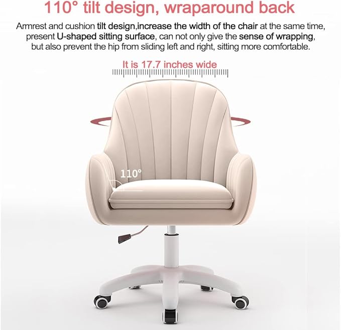 Home Office Chair Computer Chair with Mid-Back Upholstered Modern Tufted Computer Task Chair Swivel Height Adjustable Velvet Accent Chair.