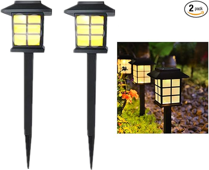 Outdoor Solar Pathway Lights Waterproof 2-Packs Outside LED Decorative Lights Landscape Lighting for Yard Patio Driveway Garden (Warm)