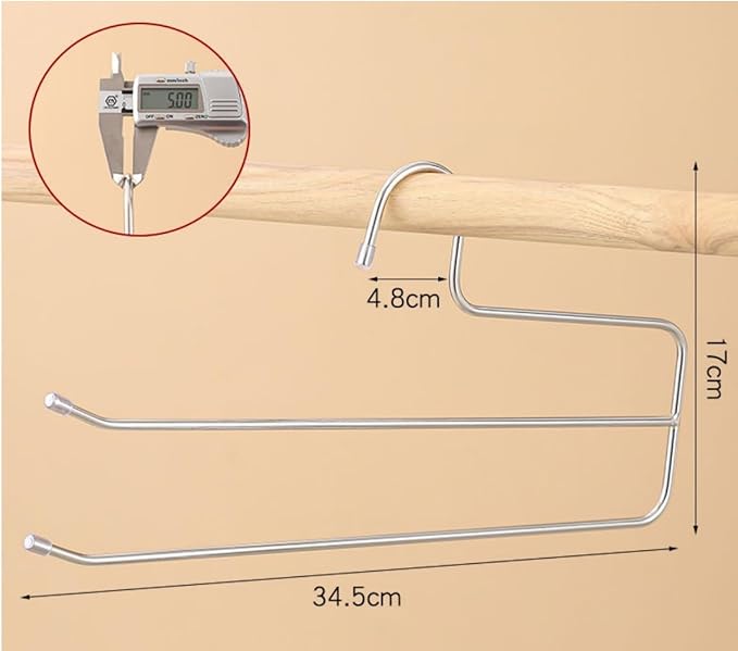 Pants Hangers Space Saving,6 Pack 2 Layers Trouser Hanger Multifunctional 5.0 mm Stainless Steel Jeans Rack for Wardrobe Trousers Scarf Jeans Silver