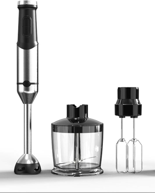 Immersion Blender, Hand Blender Heavy Duty Copper Motor, Stainless Steel Smart Stick with Egg Beaters, Chopper/Food Processor