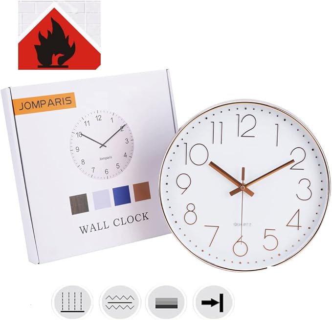 jomparis 10 Inch Black Wall Clock Battery Operated Silent & Non-Ticking Wall Clock Classic Clock for Home, Office, Bedroom, School