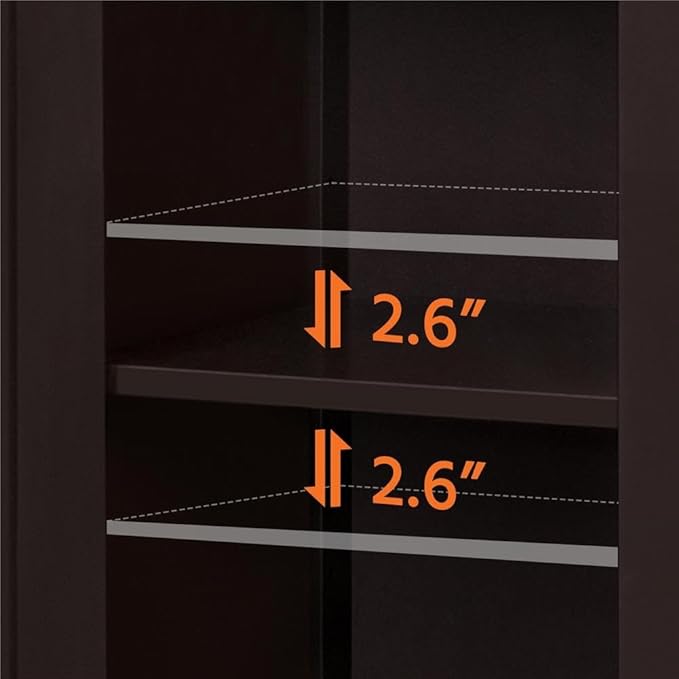 Yaheetech Bathroom Floor Cabinet, Modern Storage Freestanding Organizer Cabinet with Adjustable Shelves & Double Doors, 3-Tier Home Living Room Furniture, Espresso