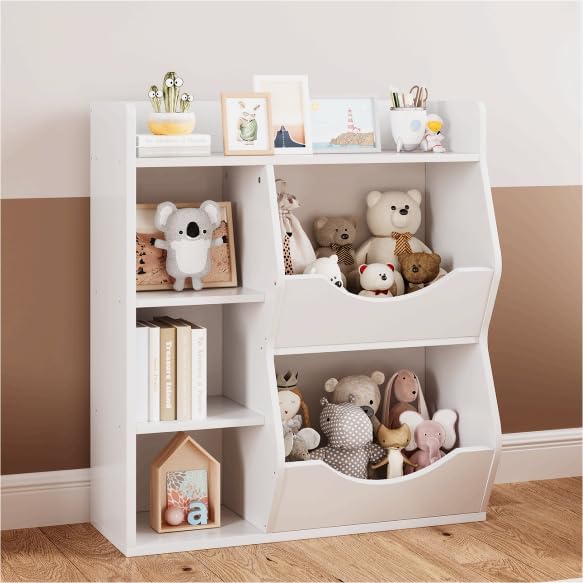 GarveeHome Kids Toy Storage Organizer, Children Bookcase with Storage Cubbies, Toddler Toy Shelf for Playroom, Living Room, Nursery