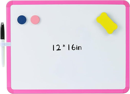 Portable Small whiteboard, Drawing Board, Writing Board, 12 "X 16" Portable Modern Color Frame Dry Erase Board, Used for to-do Notes in Offices, Homes, and Schools (Pink)