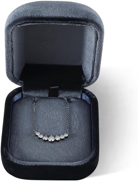 Resilient Velvet Ring Earrings Bracelet Necklace Display Box, Travel Mini Jewelry Organizer Case (Gray, Necklace Box)