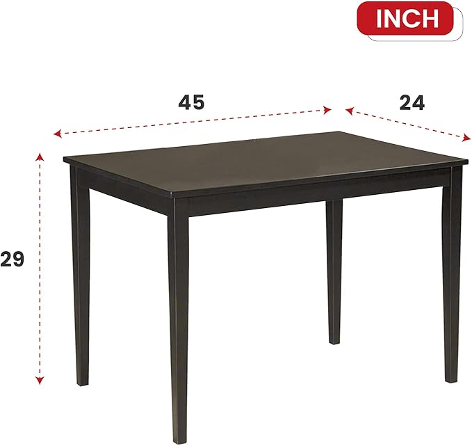 Dining Table for 4 People Kitchen Table with Wood Legs Dinner Table for Apartment Living Room Dining Room Office Kitchen Home Furniture Rectangular Modern, Brown