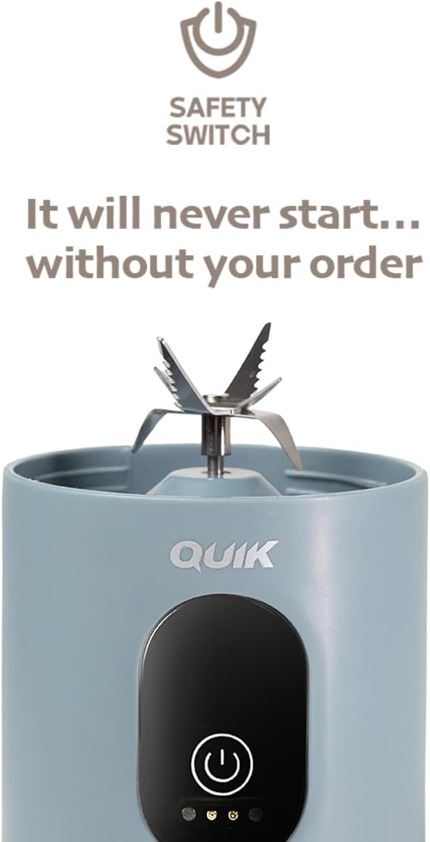 Portable Blender - Cordless 24oz. Personal Blender for Shakes and Smoothies, Licuadora, BPA Free - Ice Crush, Dishwasher safe parts, Waterproof, Triple Batteries, Juicer Cup (Gray)