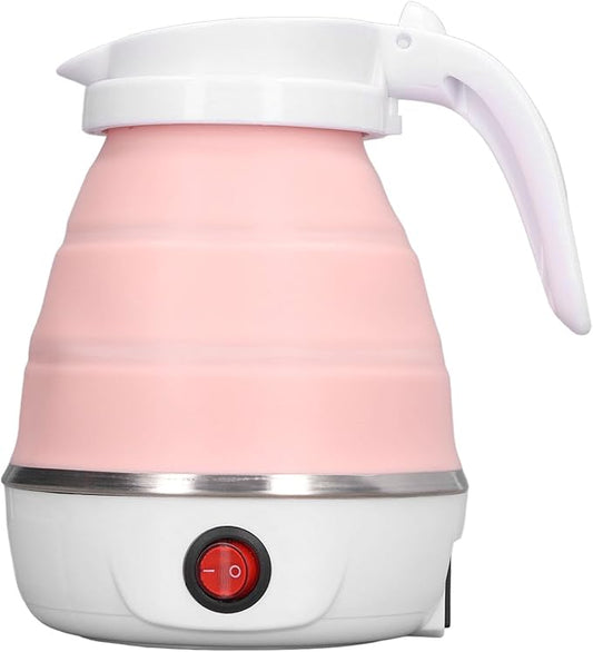 Folding Electric Kettle, US Plug 110V 400W Collapsible Hot Water Kettle with Detachable Power Cord for Desktop (Pink)