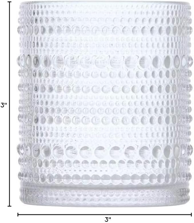 Fortessa Jupiter Beaded Hobnail Glass, 10 Ounce Double Old Fashioned (Set of 6), Clear