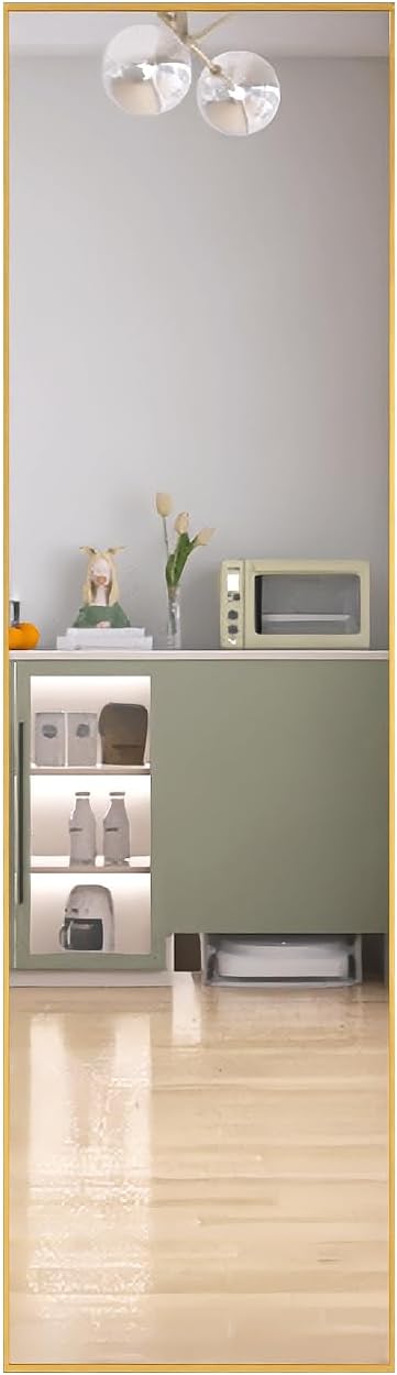 Beauty4U 59" x 16" Tall Full Length Mirror with Stand, Gold Wall Mounting Full Body Mirror, Metal Frame Full-Length Tempered Mirror for Living Room, Bedroom