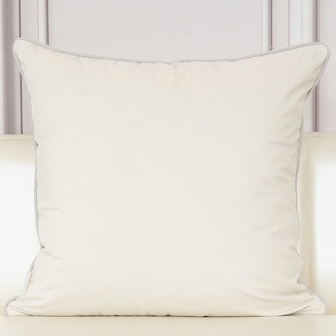 Aeckself European Floral Pillow Cover 16x16 Inch, Luxury Velvet Embroidered Decorative Throw Pillow Cover for Couch Bedroom Living Room, White Silver