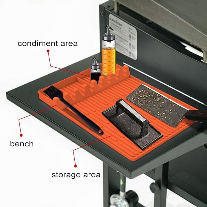 Silicone Grill Mat Compatible with Blackstone, Silicone Griddle Tools Mat with Drip Pad, Spatula Mat for Outdoor Grill Kitchen Counter