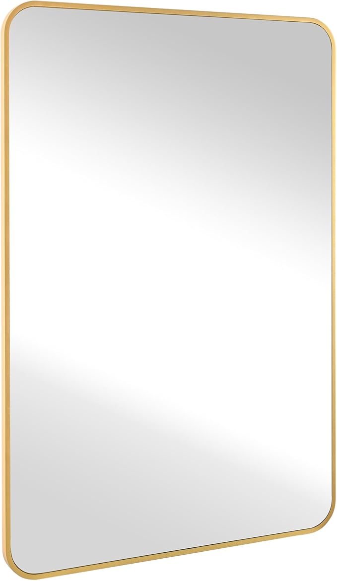 Gold Bathroom Wall Mirror,24 x 36 Inch Rectangle Vanity Modern Mirror with Tempered Glass Mirror for Bedroom, Living Room orEntryway (24x36 Gold)