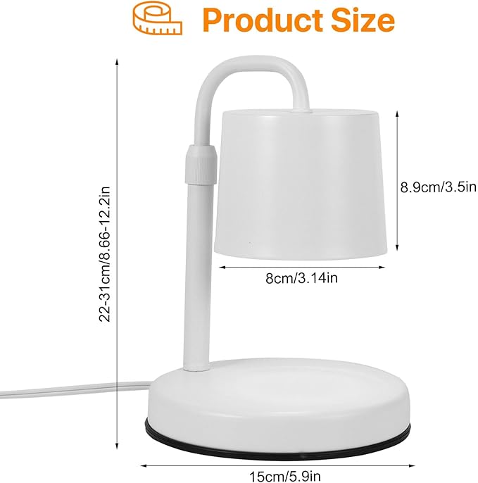 Candle Warmer Lamp with Timer, Dimmable Candle Lamp with 2 Bulbs GU 10 50W, Candle Warmer for Jar Candles Adjustable Height Candleholder, Housewarming Gifts Birthday Gifts for Women Mom Sleeplessness